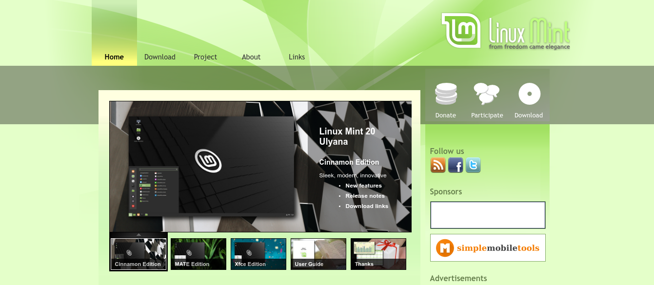 Linux Mint Home Page