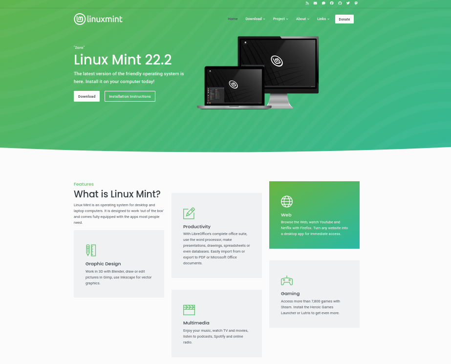 Linux Mint Home Page